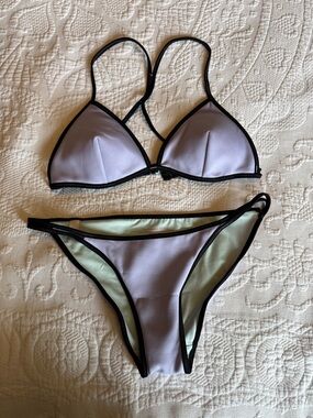 Victoria's Secret Lilac Bikini Set with Black Trim Neoprene